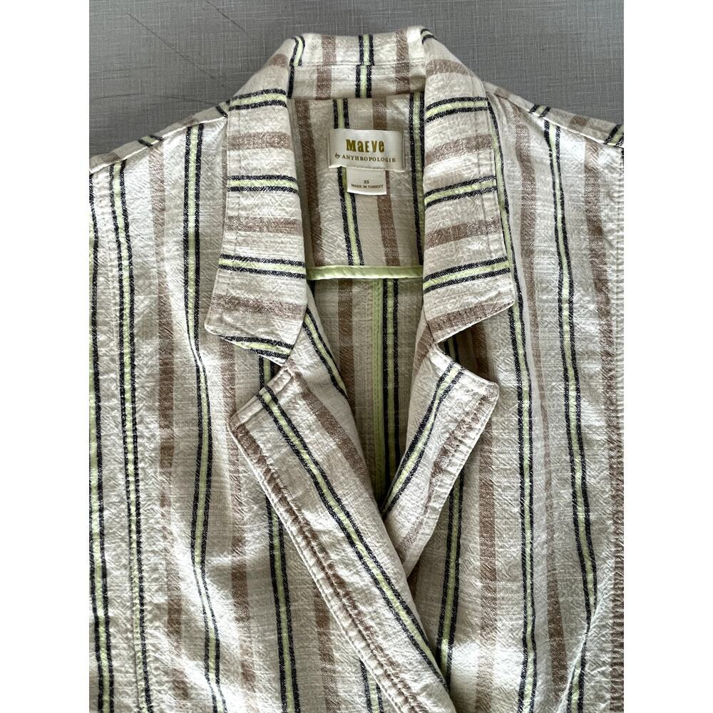 Maeve Anthropologie Sz XS Danielle Blazer Cotton Oversized Casual Boho Classic - Picture 4 of 13